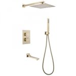 Душевая система Abber Daheim встраиваемая с верхним душем с лейкой со смесителем золото матовое (AF8250G)