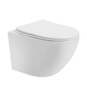 Унитаз подвесной Abber Bequem безободковый белый с сиденьем дюропласт микролифт (AC1100T)