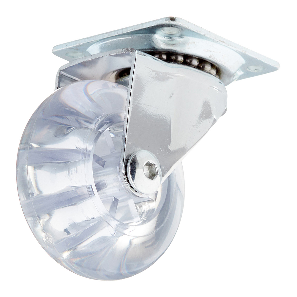 original-10456.jpg Опора колесная поворотная полиуретан/пластик на площадке 50 мм прозрачная (1 шт.) — изображение 1