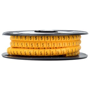 Маркеры кабельные (клипсы) EKF PROxima 3-4,2 мм цифра 5 желтые (500 шт.) (plc-KM-4-5)