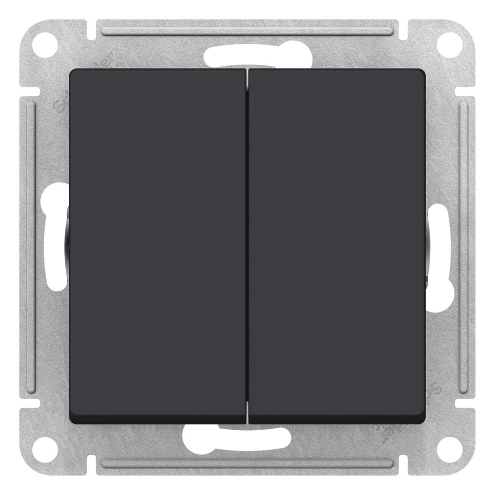 original-11341.jpg Выключатель Systeme Electric AtlasDesign двухклавишный встраиваемый карбон с самовозвратом (ATN001017) — изображение 1