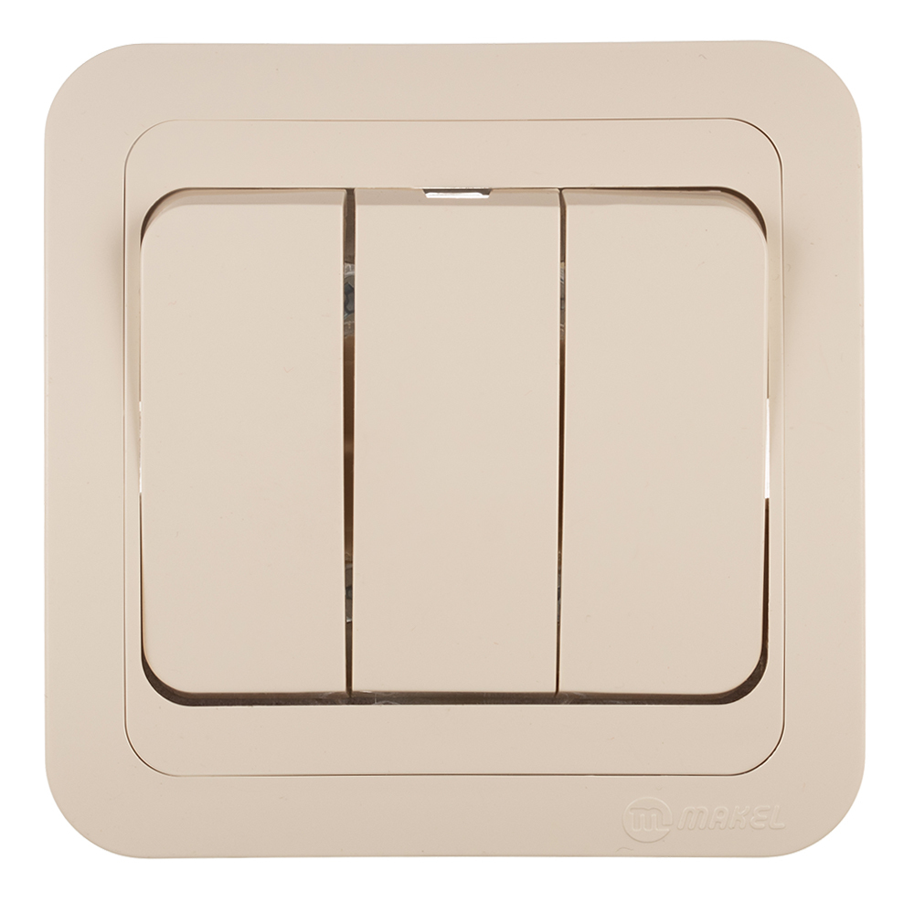 original-1177.jpg Выключатель Makel Mimoza трехклавишный встраиваемый бежевый (25092) — изображение 1