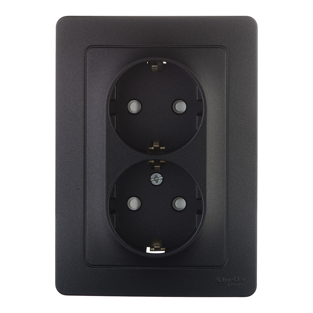 original-11932.jpg Розетка Systeme Electric Blanca встраиваемая антрацит со шторками (BLNRS001126) — изображение 1