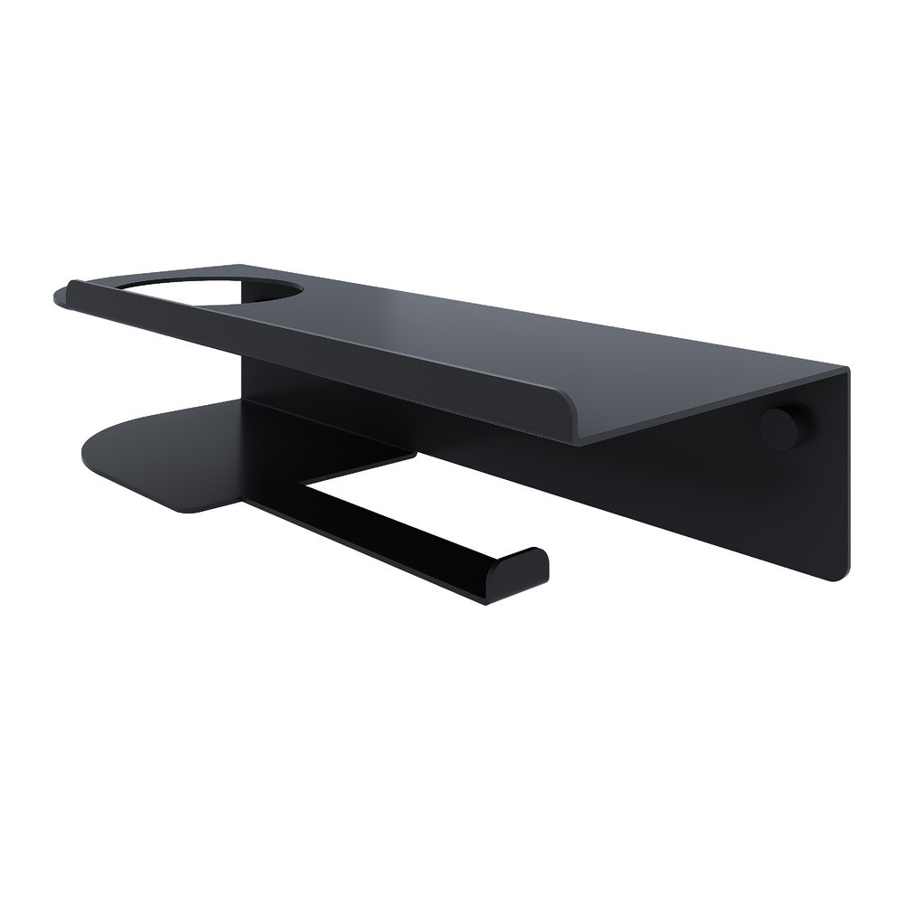 original-1266.jpg Держатель для туалетной бумаги Ulitka Unit с полкой с держателем освежителя воздуха металл черный (74104470) — изображение 1