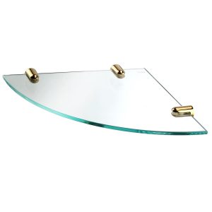 Полка для ванной WasserKraft угловая 290х30х290 мм стекло/металл золото (K-533PG)