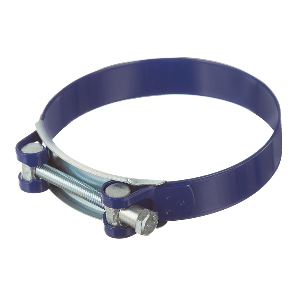 original-13428.jpg Хомут силовой Hard-Fix 113-121 мм оцинкованная сталь с полимерным покрытием одноболтовый — изображение 1