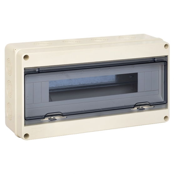 original-14332.jpg Щит распределительный навесной EKF PROxima ЩРН-ПГ-18 пластиковый IP65 199х366х106 мм 18 модулей прозрачная дверь слоновая кость — изображение 1