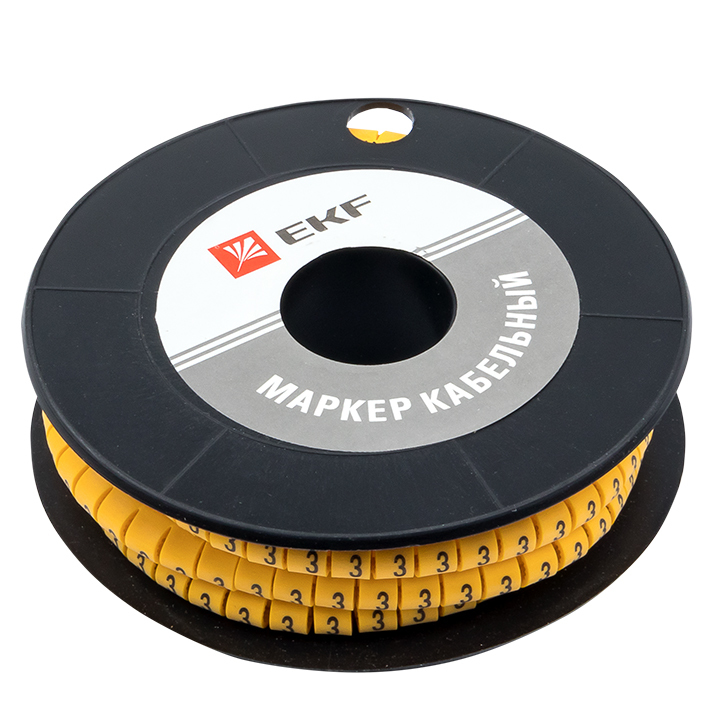 original-14605.jpg Маркеры кабельные (клипсы) EKF PROxima 3-4,2 мм цифра 3 желтые (500 шт.) (plc-KM-4-3) — изображение 1
