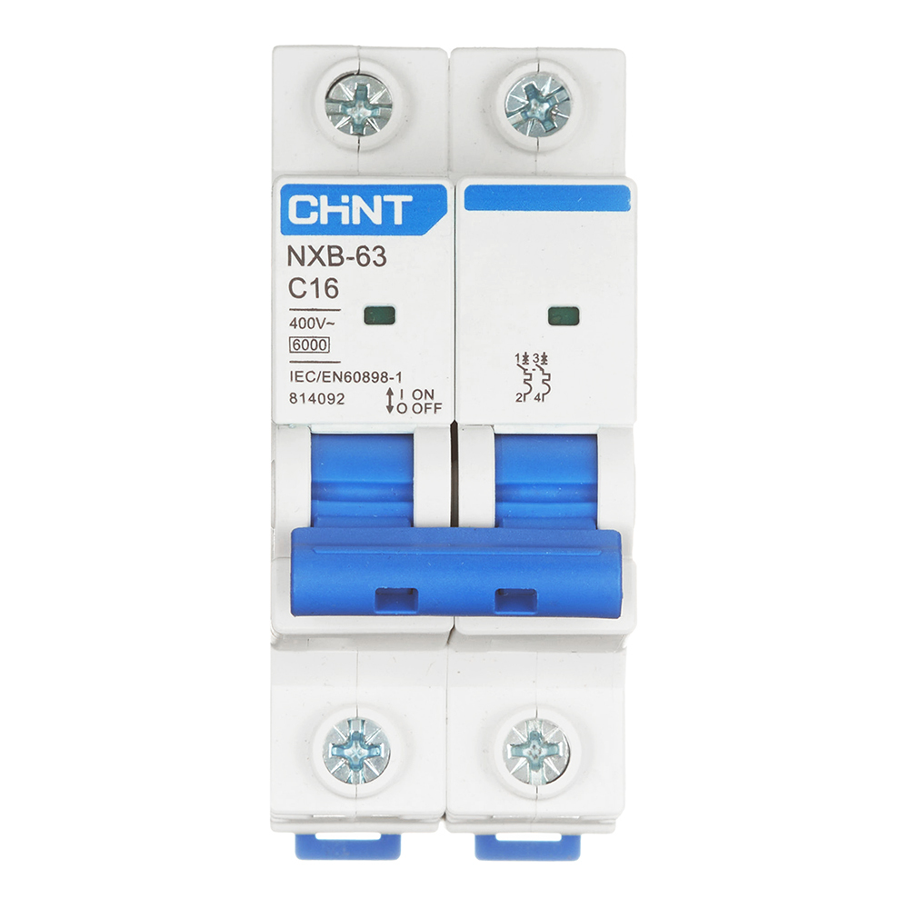 original-14740.jpg Автоматический выключатель модульный Chint NXB-63 2P 16А тип C 6 кА 400 В (814092) — изображение 1