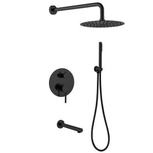 Душевая система Abber Emotion встраиваемая с верхним душем с лейкой со смесителем черная матовая (AF8817B)