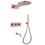Душевая система Abber Wasser Kreis встраиваемая с верхним душем с лейкой со смесителем розовое золото (AF8150RG)