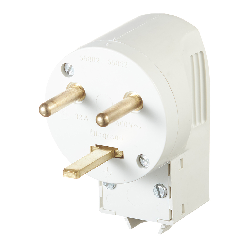 original-15495.jpg Вилка силовая угловая для электроплит Legrand с заземлением 2Р+Е 32 А 230 В IP20 белая (55802) — изображение 1