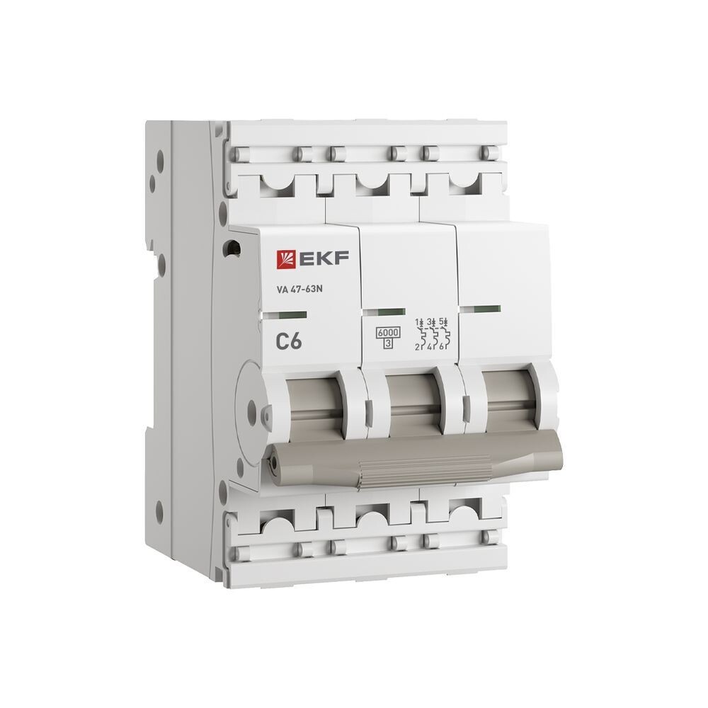 original-1552.jpg Автоматический выключатель модульный EKF PROxima ВА 47-63N 3P 6А тип C 6 кА 400 В (M636306C) — изображение 1