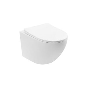 Унитаз подвесной Abber Bequem безободковый белый матовый с сиденьем дюропласт микролифт (AC1100TMW)