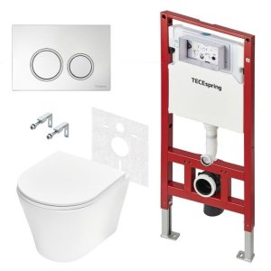 Комплект инсталляции TECE с унитазом Spring K с кнопкой хром и сиденьем дюропласт микролифт быстросъем (K955101WCKK401101WCK)