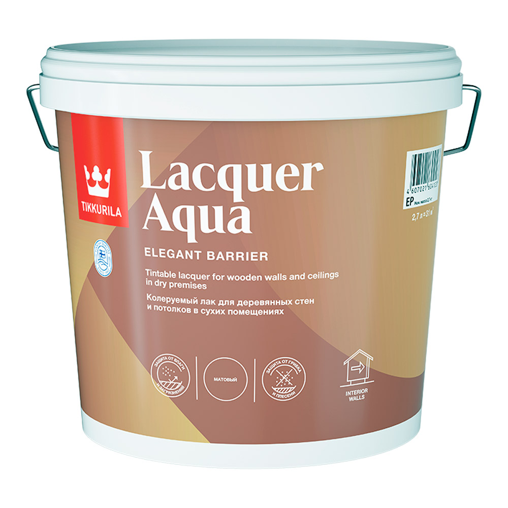 original-17748.jpg Лак акриловый Tikkurila/Tikkivala Lacquer Aqua основа EP бесцветный 2,7 л матовый — изображение 1