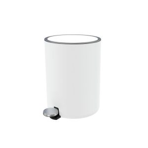 Ведро для мусора Primanova Lenox с крышкой 5 л пластик белое с педалью