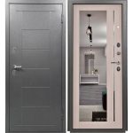 Дверь входная Промет Титан правая букле графит - беленый дуб с зеркалом 960х2050 мм