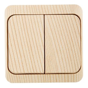 Выключатель Systeme Electric Этюд двухклавишный накладной сосна с подсветкой (BA10-006D)