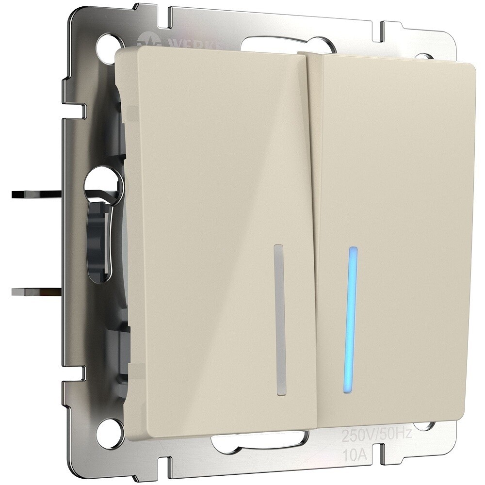 original-20840.jpg Выключатель Werkel двухклавишный встраиваемый слоновая кость с подсветкой (a051471) — изображение 1