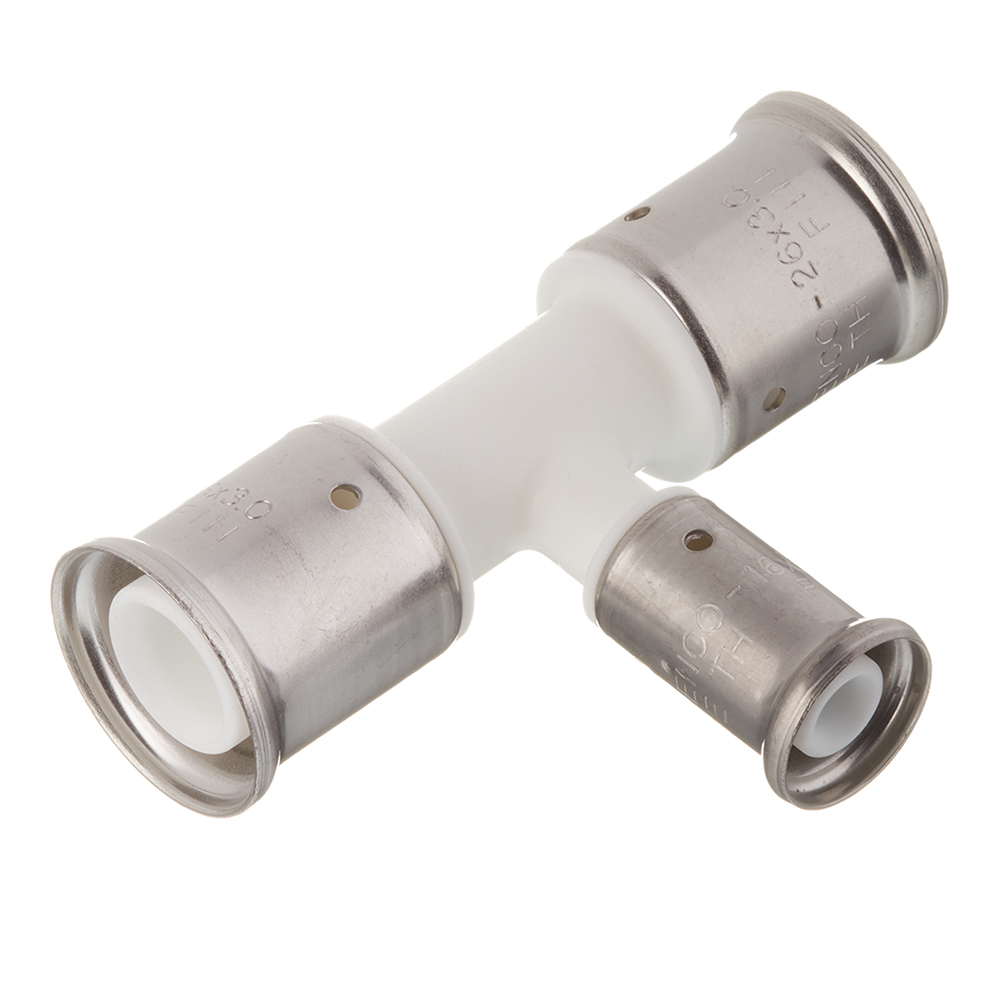 original-21270.jpg Тройник Henco (10PKW-261626) 26(пресс) х 16(пресс) х 26(пресс) PVDF белый — изображение 1