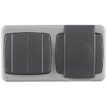 Блок выключатель и розетка Makel Siva Ustu двухклавишный накладной серый (36064208)