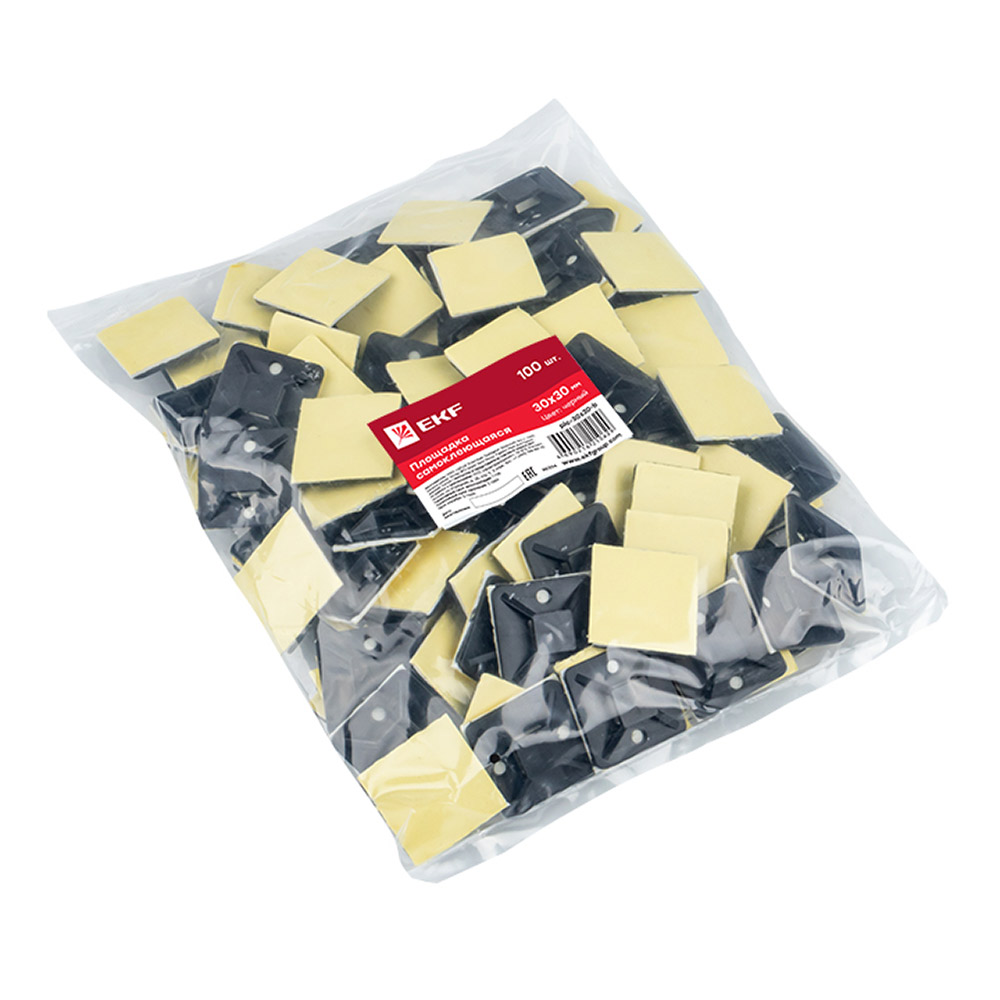 original-22375.jpg Площадка для крепления стяжек EKF PROxima 30х30 мм самоклеящаяся черная (100 шт.) (plc-30х30-b) — изображение 1