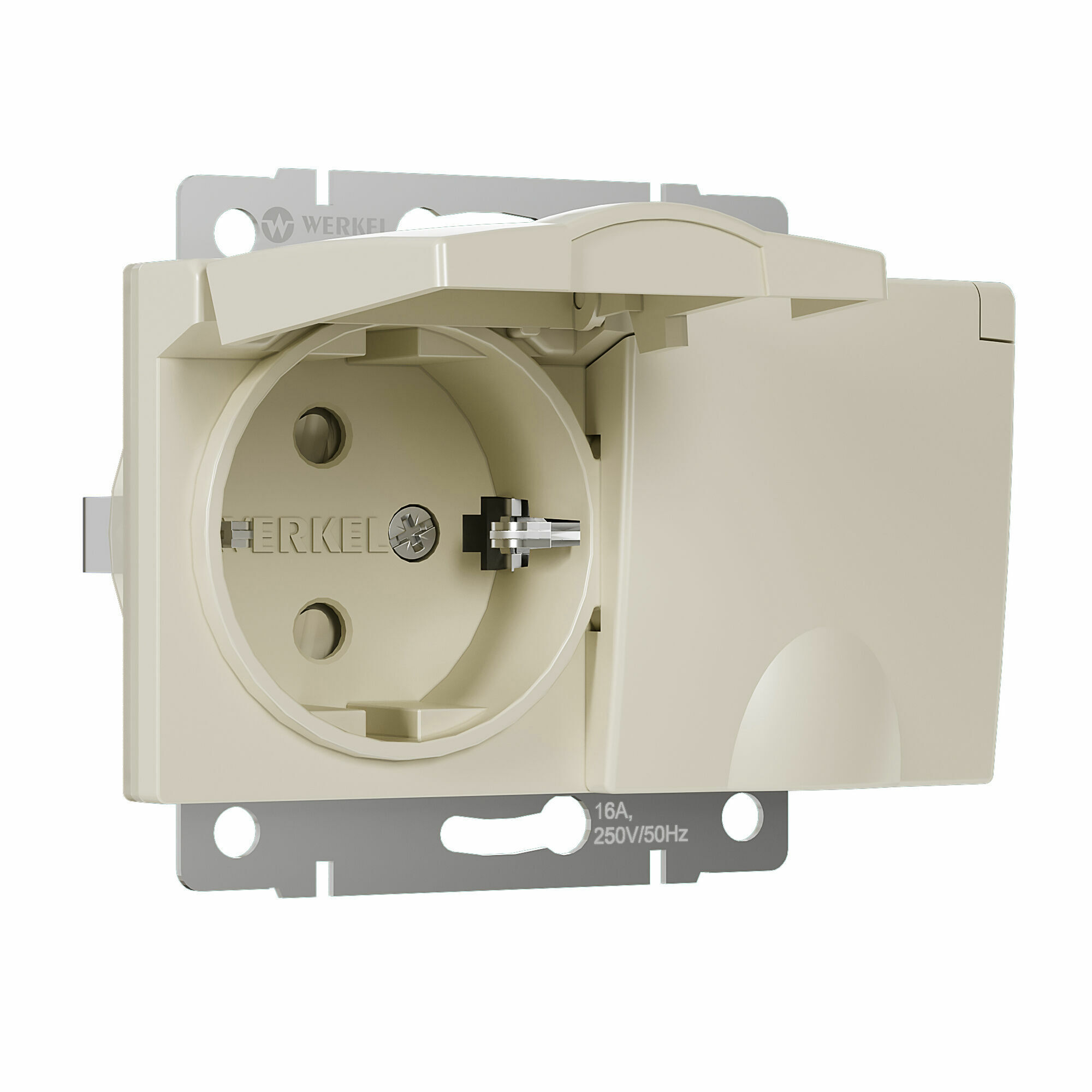 original-23277.jpg Розетка Werkel встраиваемая слоновая кость со шторками с крышкой (a057279) — изображение 1