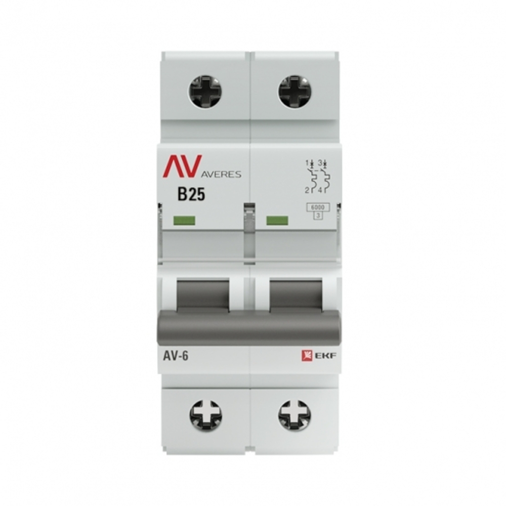 original-23718.jpg Автоматический выключатель модульный EKF Averes AV-6 2Р 25А тип B 6 кА 230 В (mcb6-2-25B-av) — изображение 1