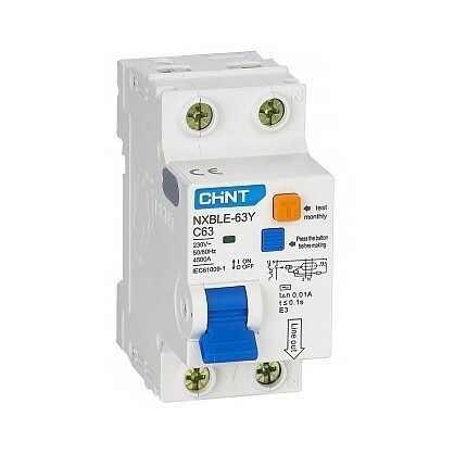 original-24165.jpg Автомат дифференциальный Chint NXBLE-63Y 25А 1P+N тип AC 10 мА 4,5 кА (105526) — изображение 1