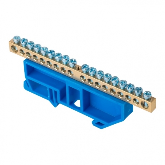 original-24648.jpg Шина нулевая на DIN-изоляторе EKF PROxima 6х9 мм 18 отверстий синяя (20 шт.) (sn0-63-18-d) — изображение 1