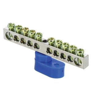 Шина нулевая на угловом изоляторе EKF PROxima 6х9 мм 10 отверстий синяя (10 шт.) (sn1-63-10-1)