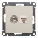Розетка телевизионная/ компьютерная Systeme Electric AtlasDesign встраиваемая бежевая TV/ RJ45 (ATN000289)