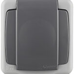 Розетка Makel накладная серая с крышкой (36064099)