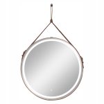 Зеркало с подсветкой круглое 65 см на ремне коричневом с сенсорным включением Continent Amarante (ЗЛП2412)