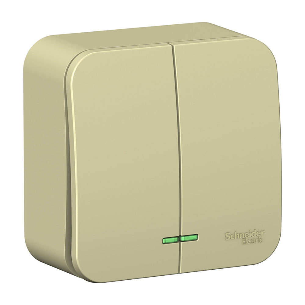 original-26709.jpg Выключатель Systeme Electric Blanca двухклавишный накладной бежевый с подсветкой (BLNVA105117) — изображение 1