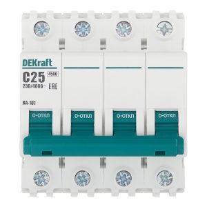 Автоматический выключатель модульный Dekraft BA-101 4Р 25А тип C 4,5 кА 230/400 В (11092DEK)