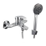 Смеситель для ванны Corsa Deco Wave L хром однорычажный c коротким изливом с лейкой (1010685)