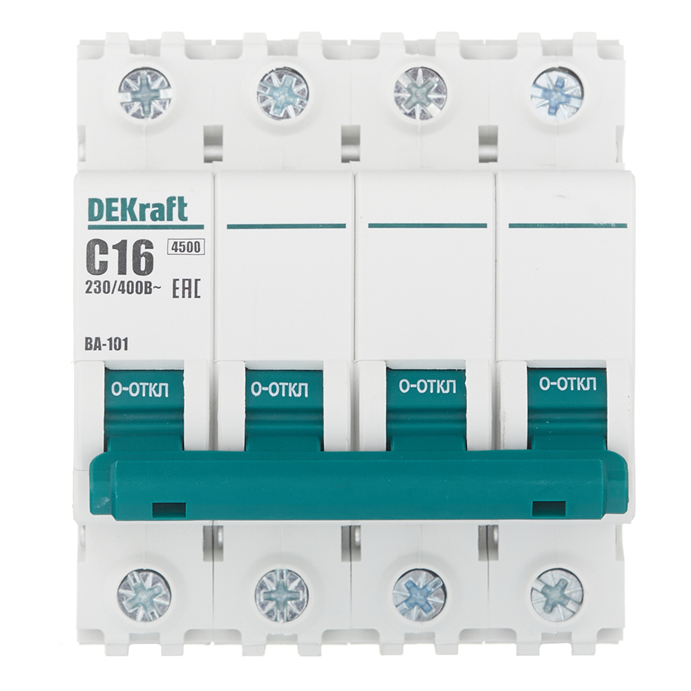 original-27396.jpg Автоматический выключатель модульный Dekraft BA-101 4Р 16А тип C 4,5 кА 230/400 В (11090DEK) — изображение 1