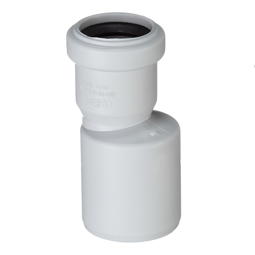 original-27717.jpg Переходник Pro Aqua Stilte Plus d40х58 мм пластиковый эксцентрический шумопоглощающий для внутренней канализации — изображение 1