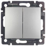 Выключатель Legrand Valena двухклавишный встраиваемый алюминий (694337)