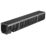 Лоток водоотводный пластиковый 1000х145х155 мм Gidrolica с чугунной решеткой класс D400 (800109D)