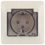 Розетка Systeme Electric Glossa встраиваемая бежевая со шторками с крышкой (GSL000248)