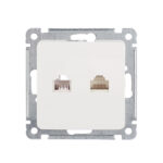 Розетка компьютерная/ телефонная Hegel Master встраиваемая белая RJ11/ RJ45 (РСКТ-440)