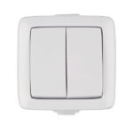 Выключатель Hegel Alfa двухклавишный накладной белый (ВА10-251)
