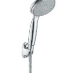 Лейка для душа Union d100 мм 1 режим со шлангом 1500 мм с держателем пластик хром (MW036)