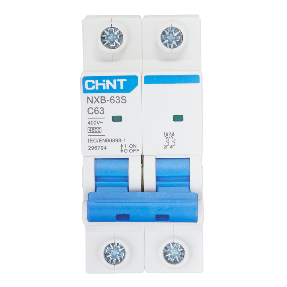 original-29866.jpg Автоматический выключатель модульный Chint NXB-63S 2P 63А тип C 4,5 кА 400 В (296794 Chint) — изображение 1