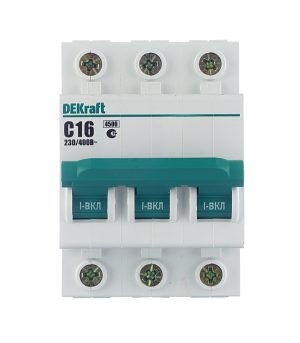 Автоматический выключатель модульный Dekraft BA-101 3P 16А тип C 4,5 кА 230/400 В (11078DEK)