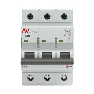 Автоматический выключатель модульный EKF Averes AV-6 3Р 10А тип C 6 кА 400 В (mcb6-3-10C-av)
