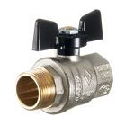 Кран шаровой латунный Bugatti 3/4 ВР(г) х 3/4 НР(ш) бабочка прямой (03070177)